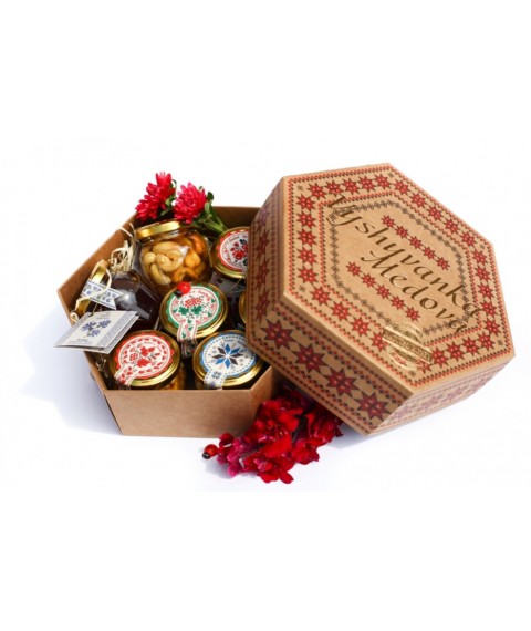 Подарочный набор VYSHYVANKA Украинский подарок Мед с орехами и сухофруктами