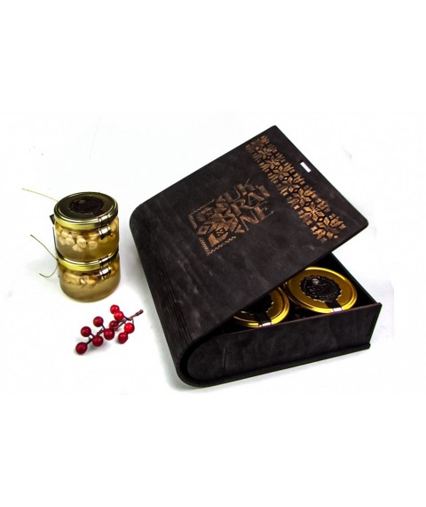 Подарочный набор UKRAINE BOOK #2.0  Украинский подарок Мед с орехами и сухофруктами