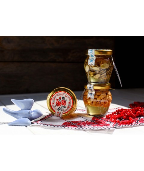 Подарочный набор UKRAINIAN COMPLIMENT #3 Украинский сувенир Мед с орехами и сухофруктами