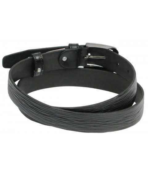 Men's leather belt for trousers Skipper 11124 black 3.4 cm