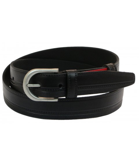 Men's leather belt for trousers Skipper 1001-35 black 3.5 cm
