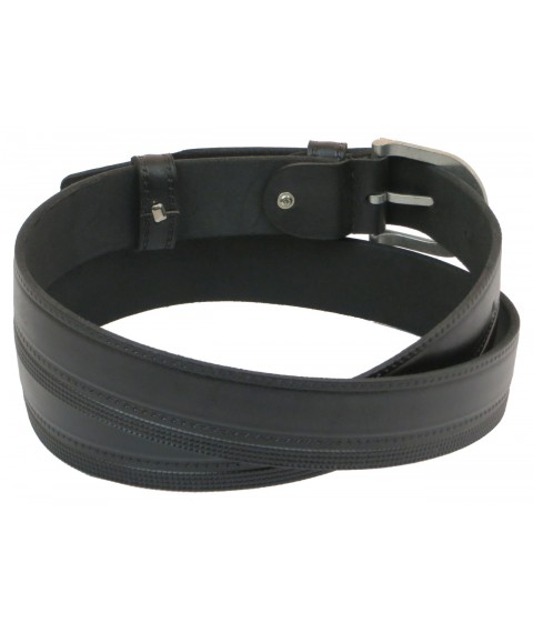 Men's leather belt for trousers Skipper 1001-35 black 3.5 cm