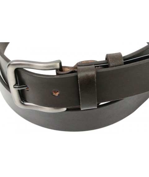 Men's leather belt for Skipper jeans, brown 3.8 cm