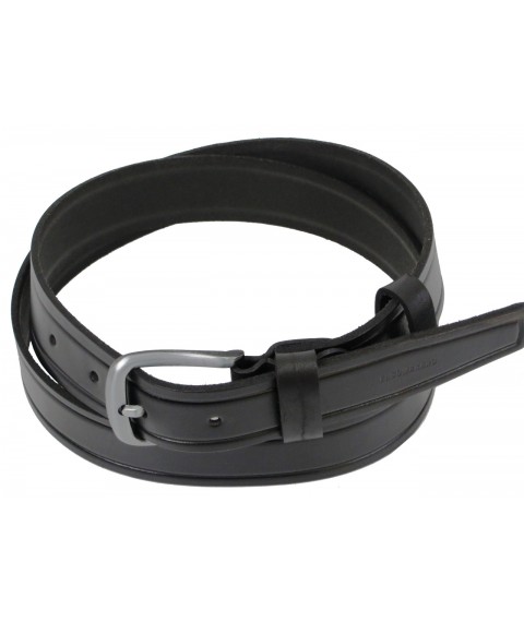 Men's leather belt for Skipper jeans black 3.8 cm