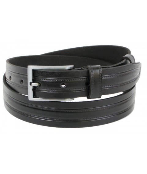 Men's leather belt for Skipper trousers, black 3.3 cm