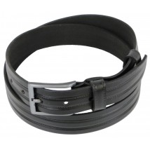 Men's leather belt for Skipper trousers, black 3.3 cm