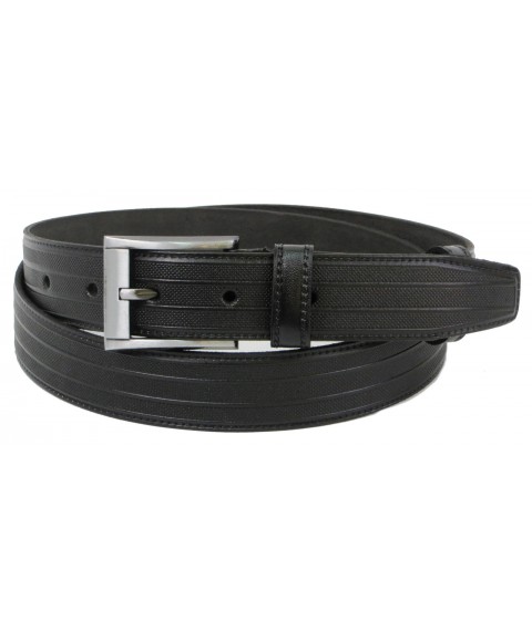 Men's leather belt for Skipper trousers, black 3.5 cm
