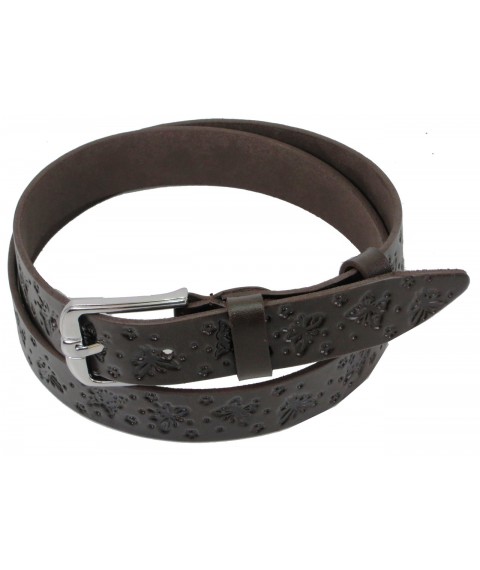 Women's leather belt Skipper brown 3.5 cm