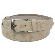 Women's leather belt Skipper 1275-35 beige 3.5 cm