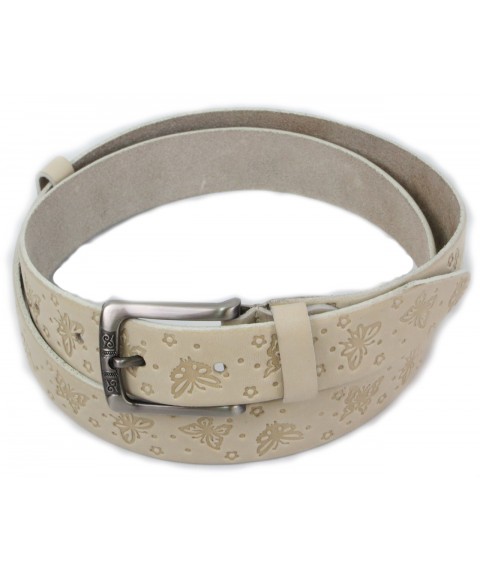 Women's leather belt Skipper 1275-35 beige 3.5 cm