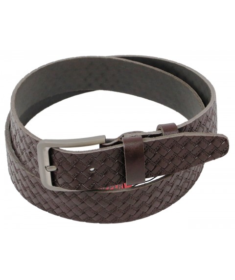 Men's leather belt for Skipper jeans brown 4 cm