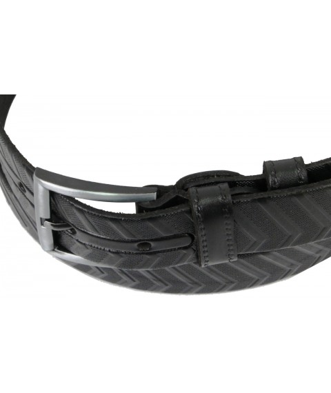 Men's leather belt for Skipper trousers, black 3.5 cm