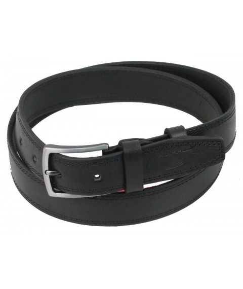 Men's leather belt for trousers Skipper black 3.5 cm