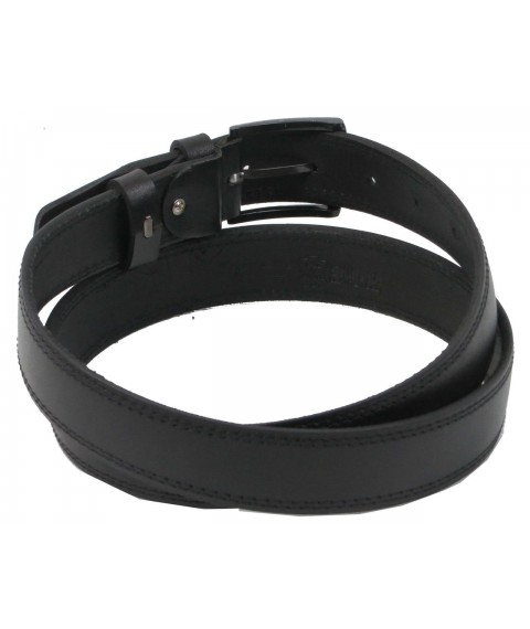 Men's leather belt for trousers Skipper black 3.5 cm