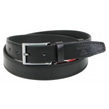 Men's leather belt Skipper black 3.5 cm