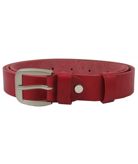 Women's leather belt Skipper, Ukraine, red 2.5 cm 1353-25