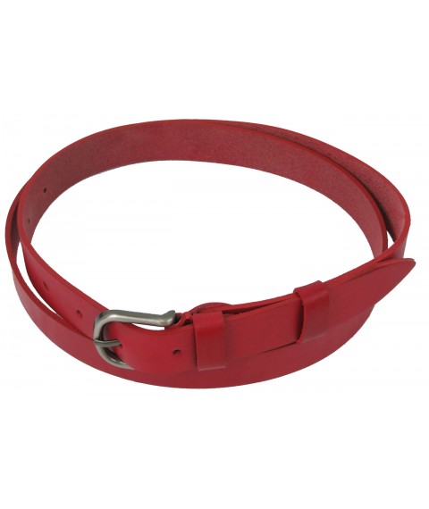 Women's genuine leather Skipper belt, red 2.5 cm
