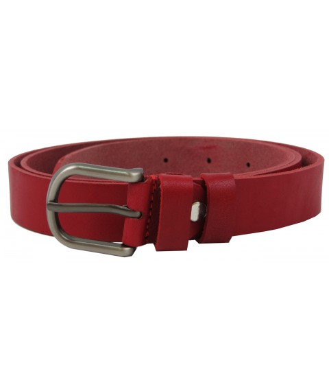 Women's genuine leather Skipper belt, red 2.5 cm