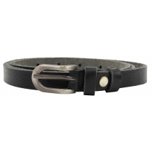 Тонкий жіночий шкіряний поясок, ремінь Skipper, чорний 1,5 см