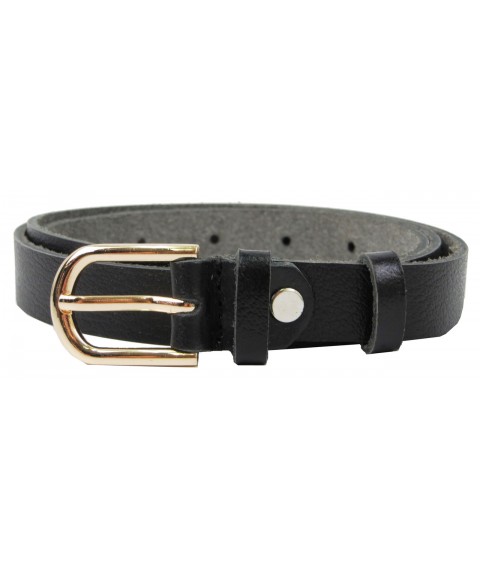 Thin women's Skipper belt made of genuine leather, black 2 cm