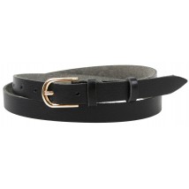 Thin women's Skipper belt made of genuine leather, black 2 cm