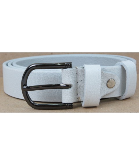 Women's leather Skipper belt, white 3 cm