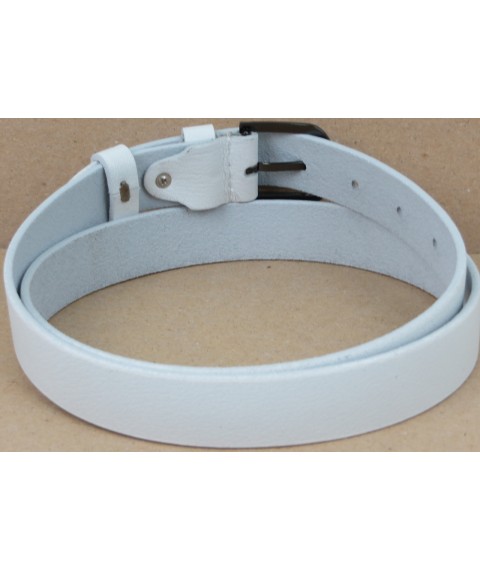 Women's leather Skipper belt, white 3 cm