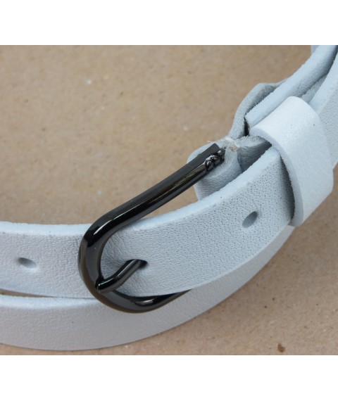 Women's leather Skipper belt, white 3 cm