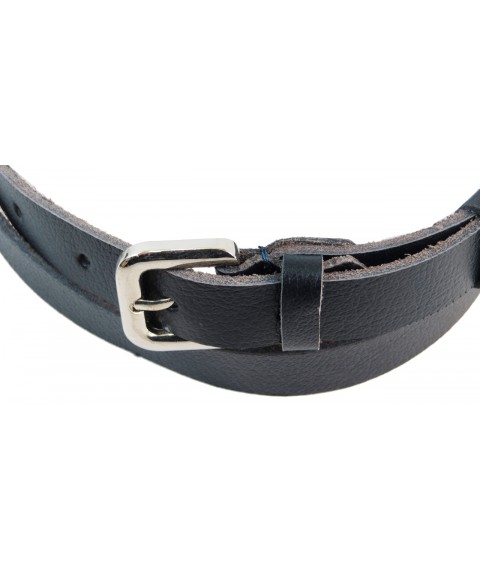 Leather women's belt Skipper dark blue 2 cm