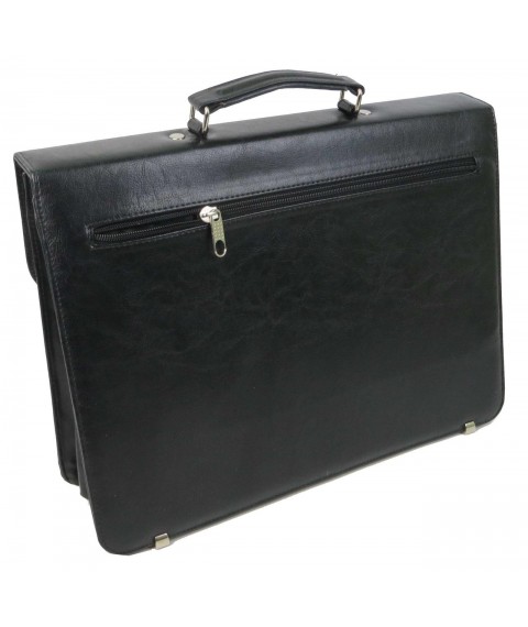 Men's briefcase made of ecological leather Exclusive, black