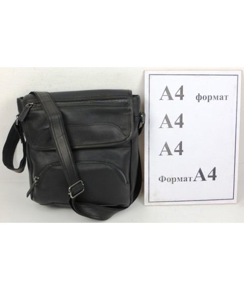 Leather men's bag, tablet Mykhail Ikhtyar, Ukraine black