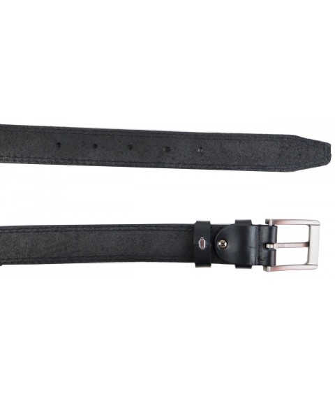 Long men's leather belt for trousers, Batal Skipper 1463-35 black 3.3 cm