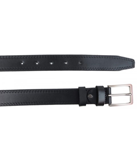 Long men's leather belt for trousers, Batal Skipper 1463-35 black 3.3 cm