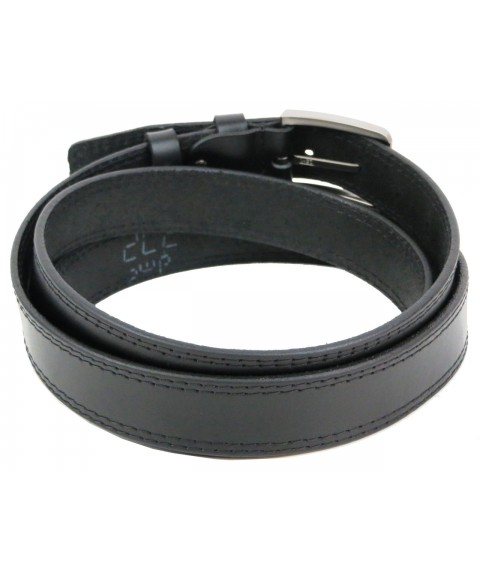 Long men's leather belt for trousers, Batal Skipper 1463-35 black 3.3 cm