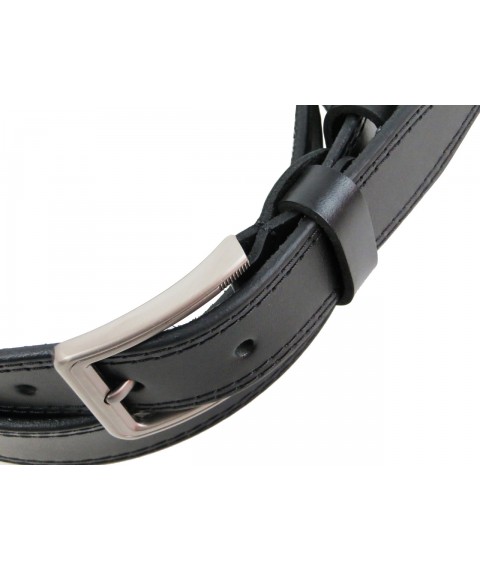 Long men's leather belt for trousers, Batal Skipper 1463-35 black 3.3 cm