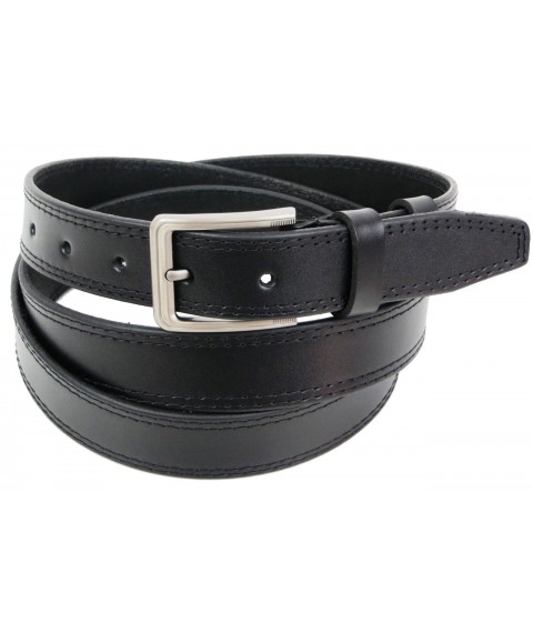 Long men's leather belt for trousers, Batal Skipper 1463-35 black 3.3 cm