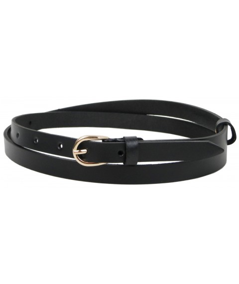 Narrow women's leather belt Skipper, Ukraine black