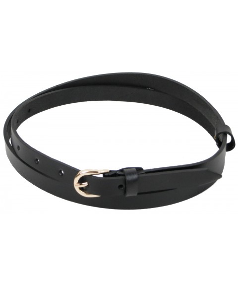 Narrow women's leather belt Skipper, Ukraine black