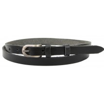 Thin women's leather belt, Skipper belt, black 1.5 cm