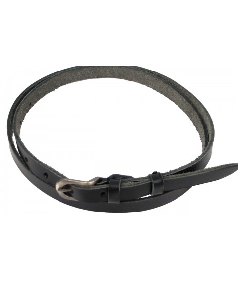 Thin women's leather belt, Skipper belt, black 1.5 cm