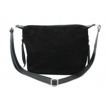 Women's leather and suede shoulder bag Borsacomoda black
