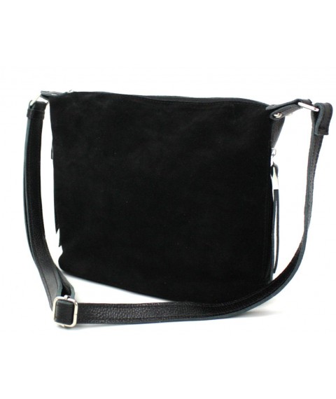 Women's leather and suede shoulder bag Borsacomoda black