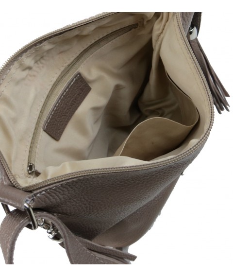 Женская кожаная сумка через плечо Borsacomoda бежевая