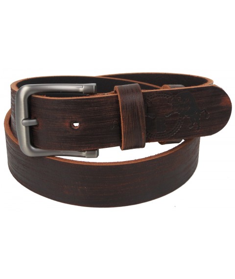 Men's leather belt Skipper brown 3.8 cm