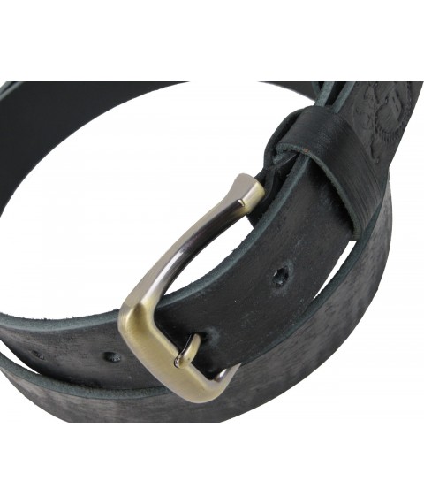 Men's leather belt Skipper black 3.8 cm