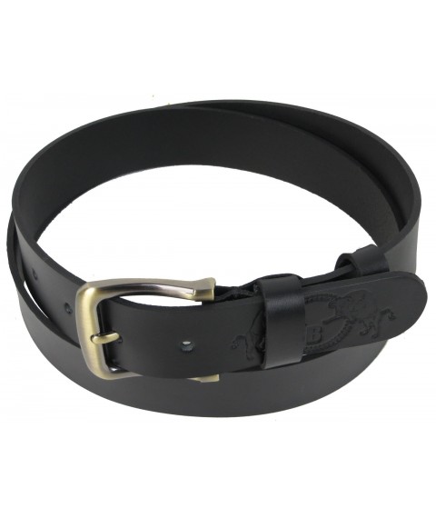 Men's leather belt for Skipper jeans, Ukraine black 3.8 cm