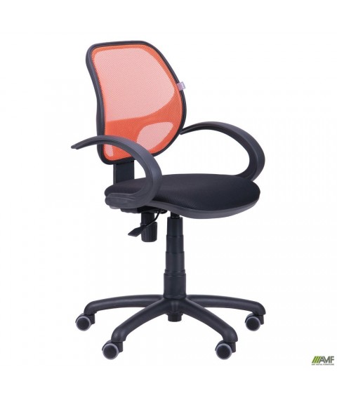 Кресло Байт/АМФ-5 сиденье Сетка черная/спинка Сетка оранжевая