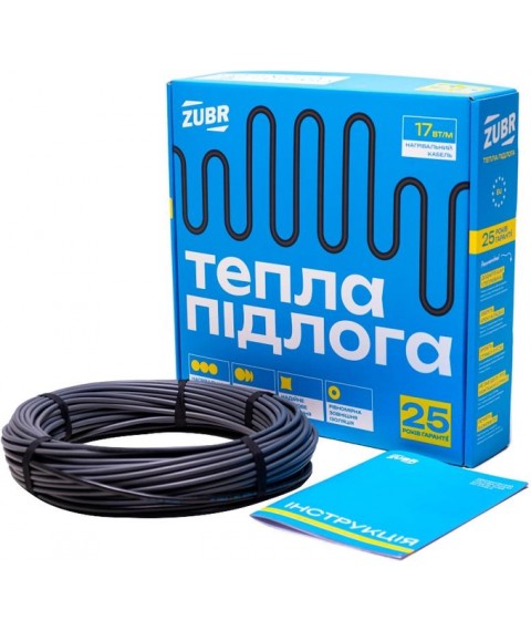 Нагрівальний двожильний кабель Zubr DC Cable 17 Вт / 170 Вт