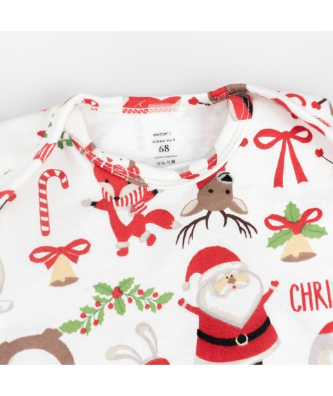 Боди-лодочка новогоднее ясельное с начесом Santa  Dexter`s  Белый d304нг-нв-б  74 см (d304нг-нв-б)