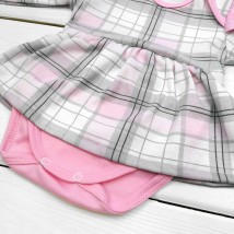 Боди с юбочкой для девочки в клеточку с повязкой Розового цвета  Dexter`s  Розовый 9-55  74 см (d9-55-1)